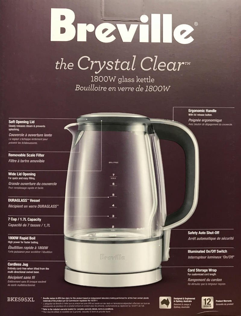 Breville BKE595XL The Crystal Clear Electric Kettle, Glass, 54 OFF