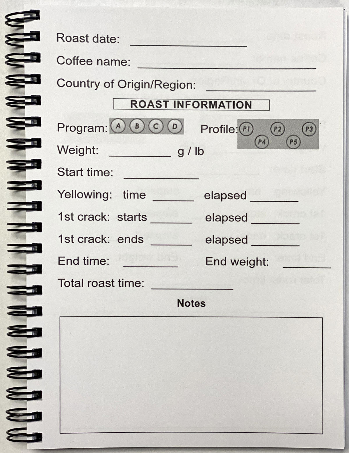 Behmor Roast Log